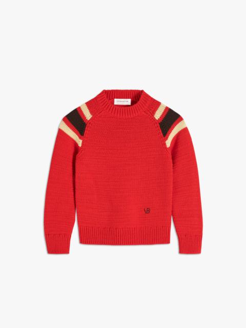 Victoria Beckham Knitted Crew-Neck Fitted Jumper in Red Stripe