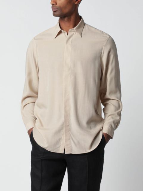 LARDINI Beige linen-blend shirt