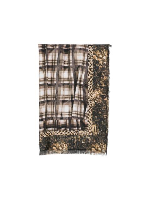 Pierre-Louis Mascia checked leopard-print scarf