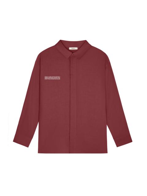 PANGAIA Mens DNA Linen Collared Long Sleeve Shirt - Garnet Red