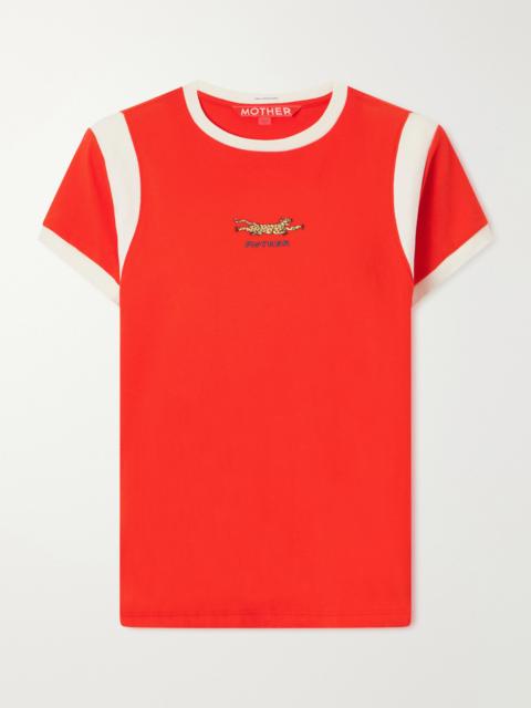 MOTHER The Boxy Goodie Paneled Embroidered Cotton-jersey T-shirt
