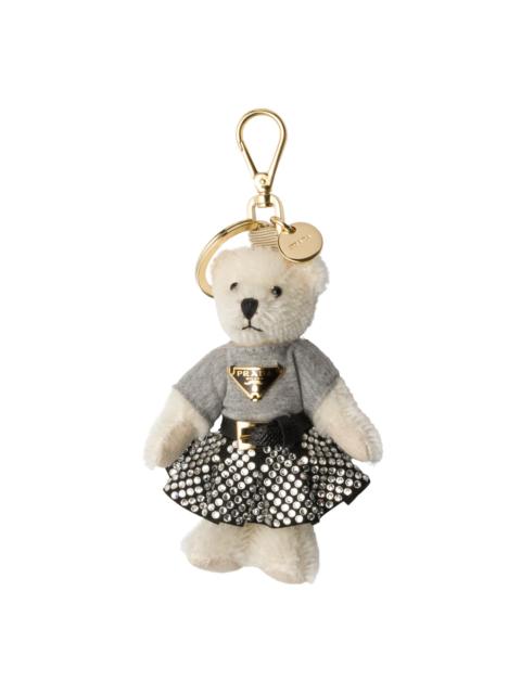 Prada Unisex Teddy Bag Charm with Metal Ring - White