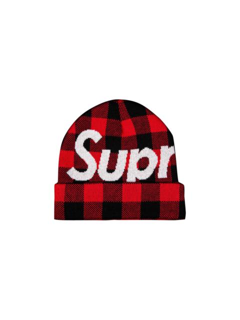 Supreme Big Logo Beanie 'Red Plaid'