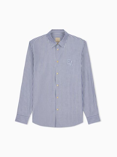 EMPORIO ARMANI STRIPED LYOCELL-BLEND SHIRT BOTEH CAPSULE