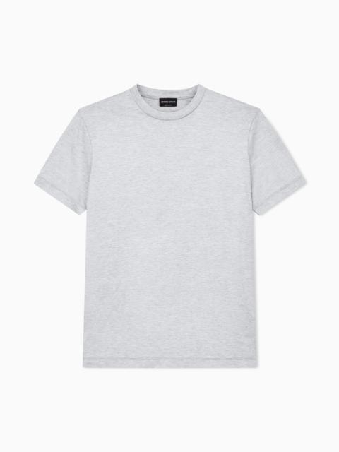 GIORGIO ARMANI PLAIN-KNIT JERSEY T-SHIRT IN A SILK-AND-COTTON BLEND