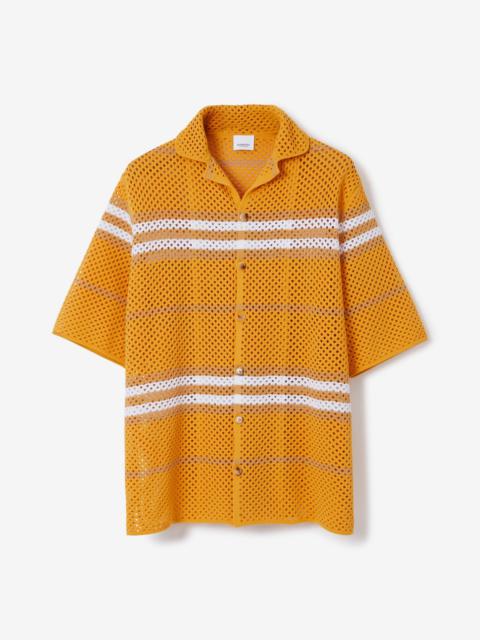 Burberry Icon Stripe Pointelle Knit Oversized Shirt