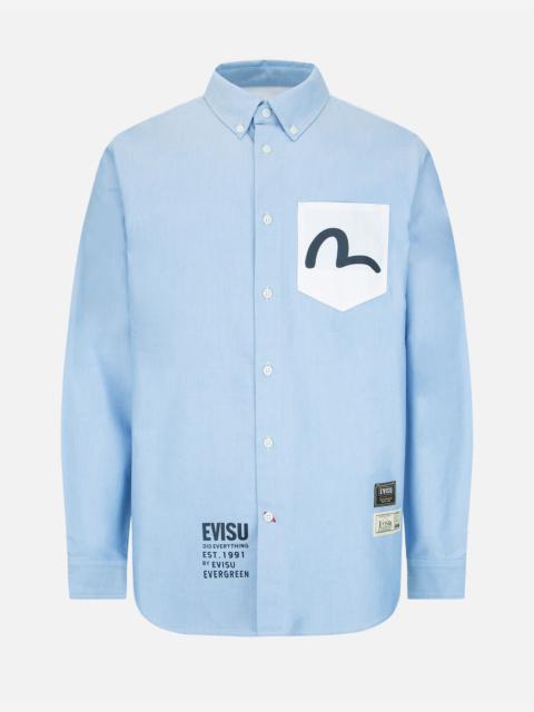 EVISU HIDE-AND-SEEK GODHEAD PRINT OXFORD SHIRT