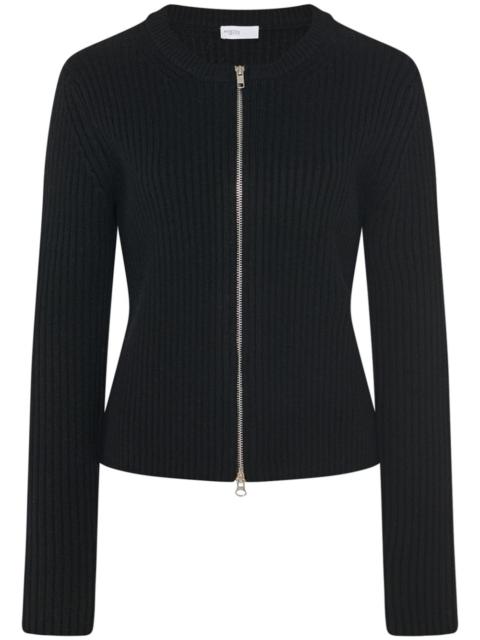ROSETTA GETTY zip-up ribbed knit cardigan