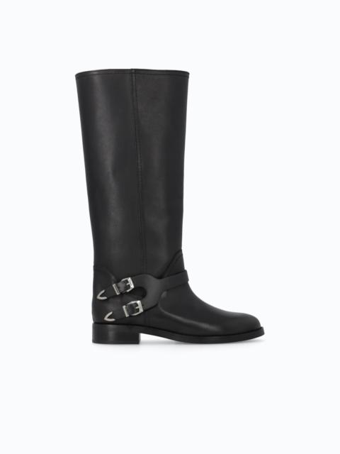 PINKO LEATHER BOOTS WITH HIGH LEG SHAFT AND STRAPS