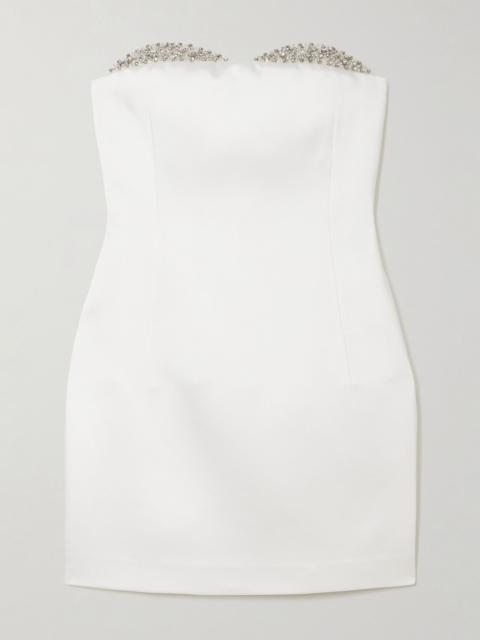 THE NEW ARRIVALS ILKYAZ OZEL Noele strapless crystal-embellished satin mini dress White