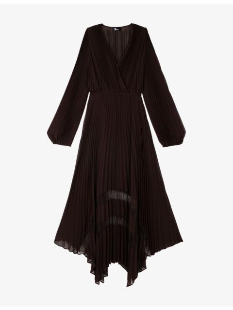 The Kooples Pleated Lace-Embroidered Woven Maxi Dress
