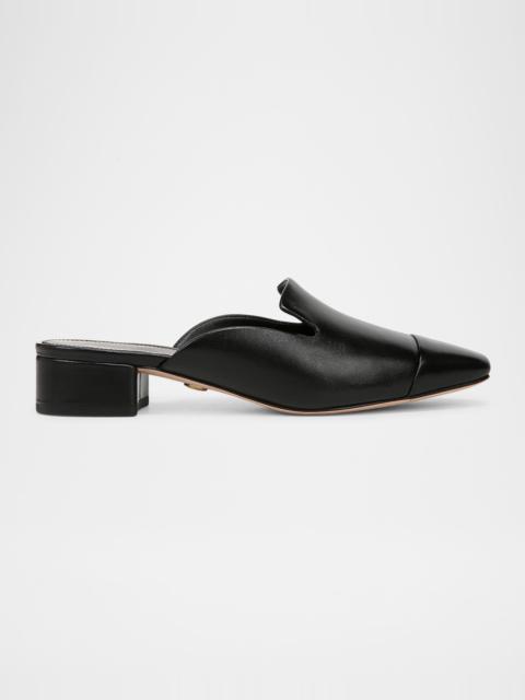 Cecile Leather Cap-Toe Loafer Mules