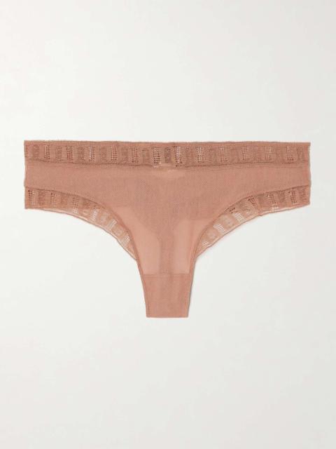Linon Nuageux lace-trimmed tulle thong