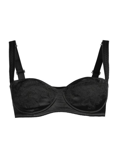 Dolce & Gabbana Women's Silk & Lace Balconnette Bra - Nero