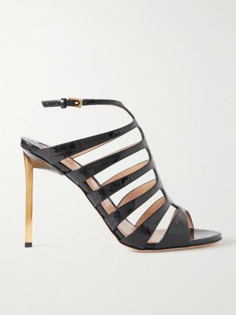 TOM FORD Carine Croc-effect Patent-leather Sandals