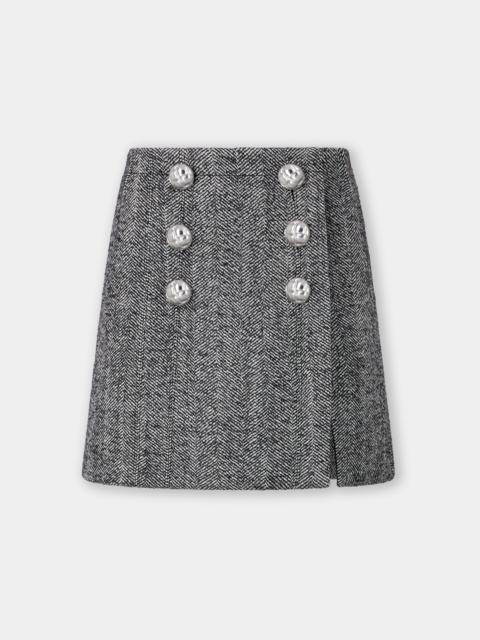 rabanne A-LINE MINI SKIRT IN HERRINGBONE WOOL