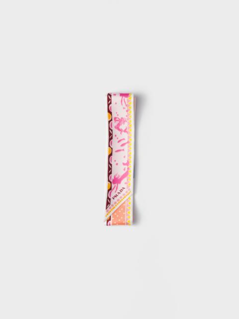 Prada Printed silk twill skinny scarf