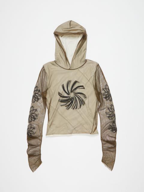 Mesh hooded t-shirt - Almond brown