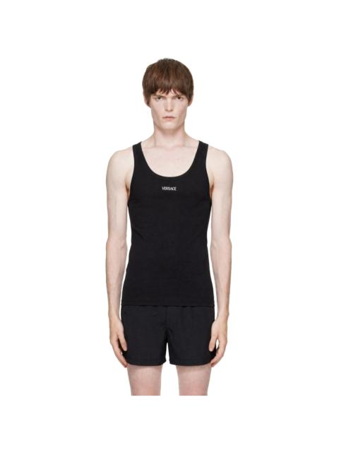 VERSACE Black Cotton Ribbed Tank Top