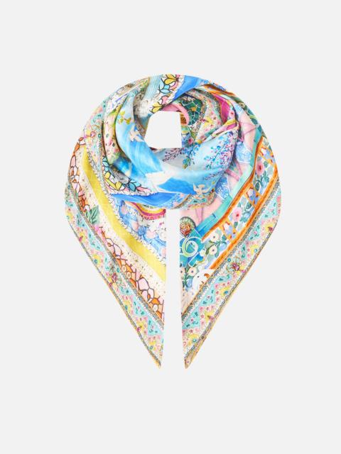 CAMILLA LARGE CRYSTALLED SILK SQUARE SCARF