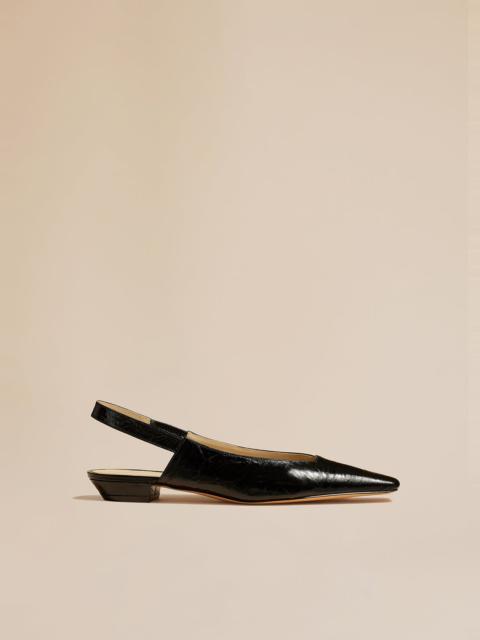 The Colin Slingback Flat in Black Leather