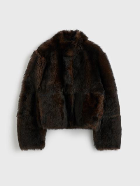 TOTEME Silky shearling jacket dark brown