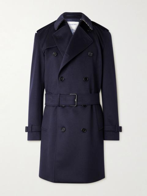 Hastings Double-Breasted Belted Cashmere Trench Coat Navy