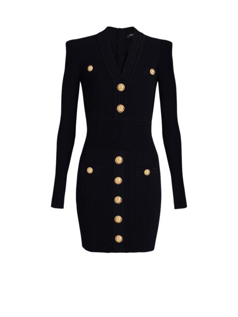 Balmain Short knitted dress with gold buttons