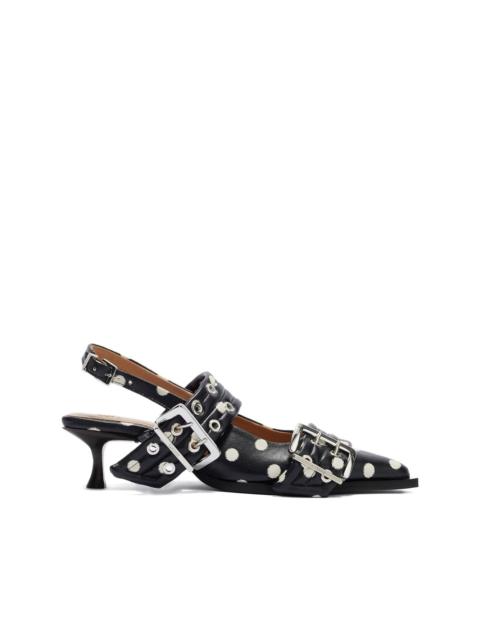 GANNI polka-dot buckle pumps