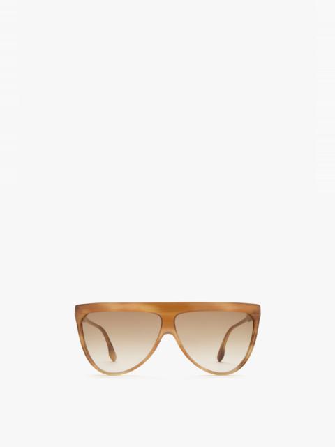 Victoria Beckham Classic Flat Top V Sunglasses in Honey Horn