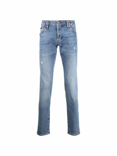 low-rise slim-cut jeans
