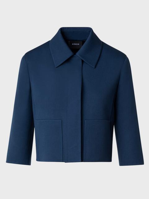 AKRIS Winslow 3/4-Sleeve Double-Face Wool Boxy Crop Jacket