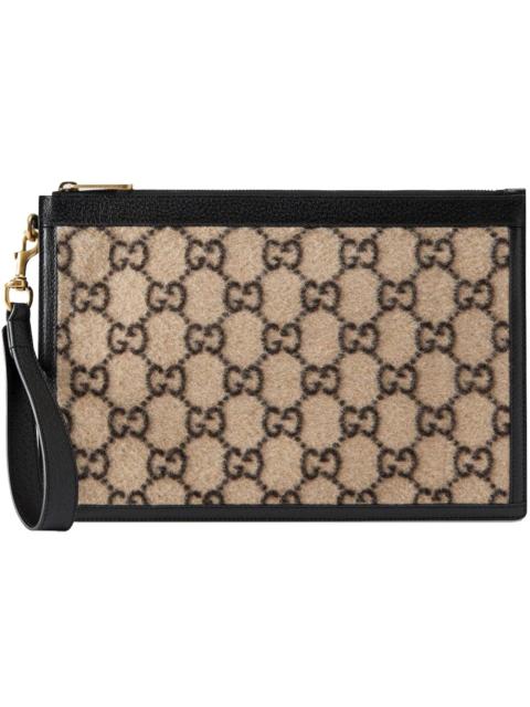 GUCCI Gucci Pouch 6 Slot GG Wool Beige/Ebony