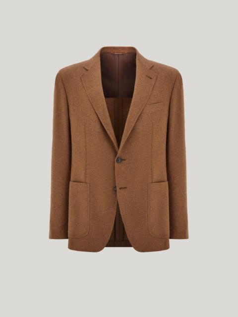 Canali SAND CASHMERE AND SILK SINGLE-BREASTED MODERN-FIT KEI JACKET