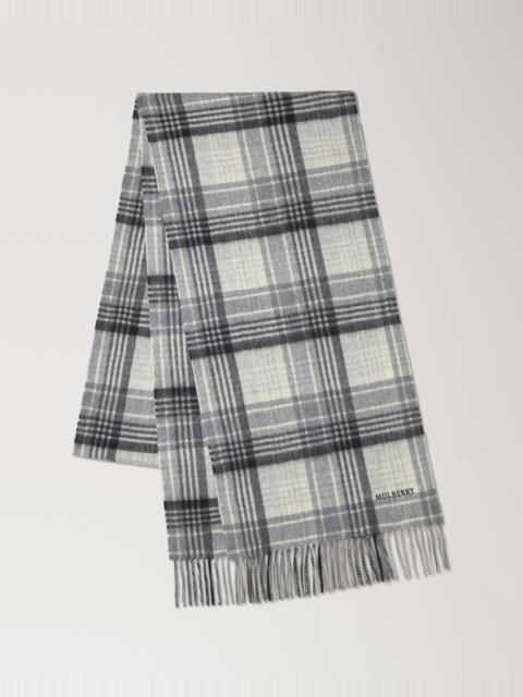 Mulberry Long Mulberry Heritage Check Scarf Eggshell & Black Merino Wool