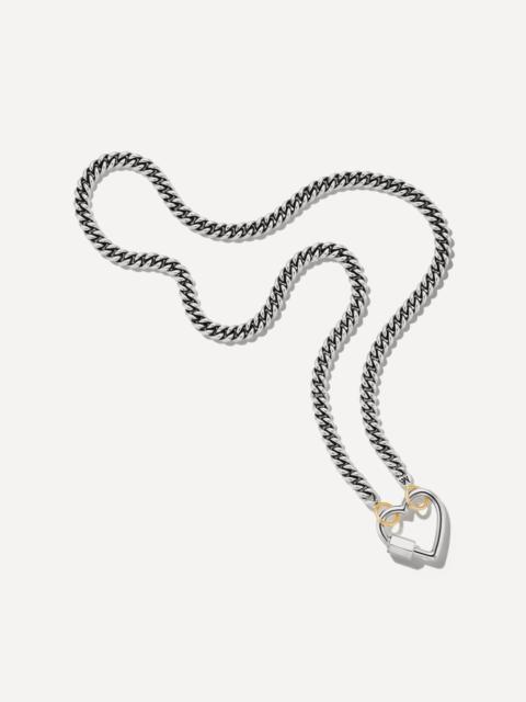 MARLA AARON Silver Heavy Curb Chain and Heartlock Necklace