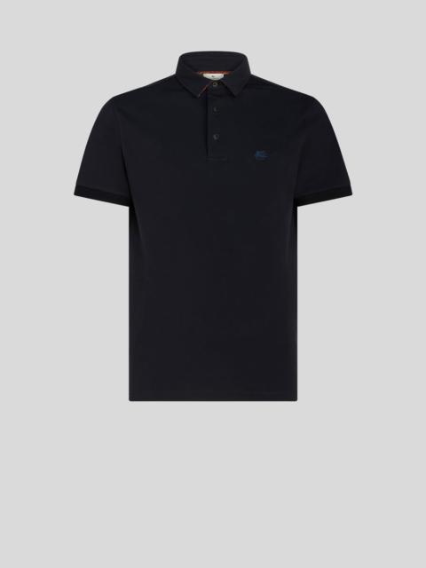 POLO SHIRT WITH LOGO AND PAISLEY UNDERCOLLAR