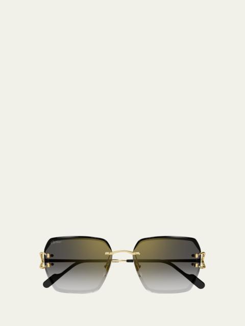 Cartier Rimless Metal Butterfly Sunglasses