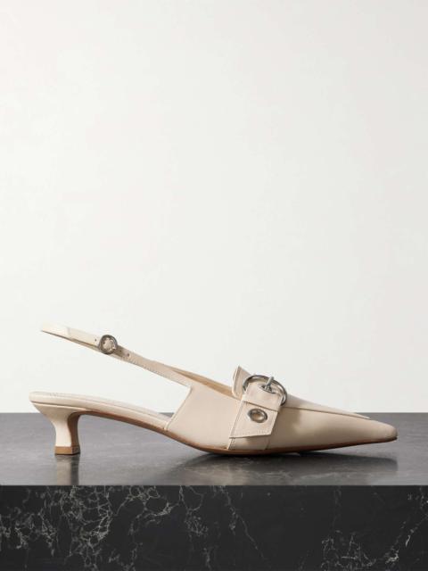 Aeyde Davina buckled leather slingback pumps