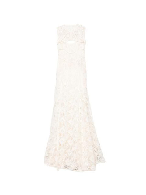 COSTARELLOS Lace sleeveless maxi dress