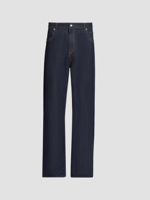 CASABLANCA Men's Raw Denim Baggy Jeans - Blue