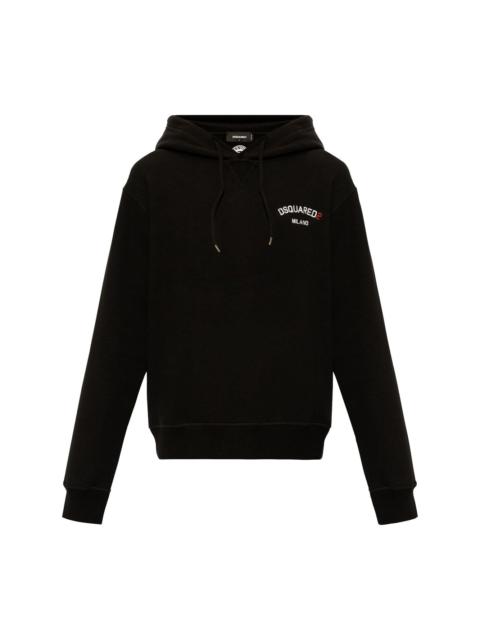 logo-embroidered cotton hoodie