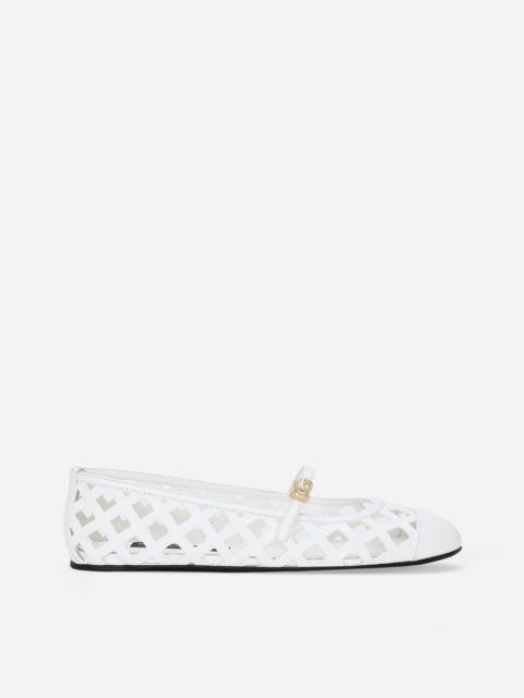 Openwork calfskin ballet flats