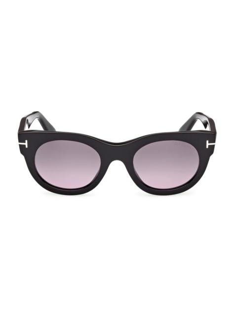 TOM FORD Women's Marine 50MM Round Sunglasses - Black Purple