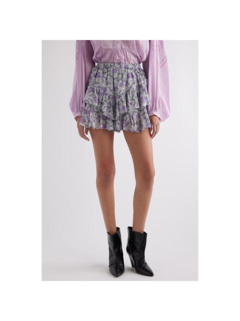 Isabel Marant Étoile Jocadia Abstract Print Tiered Ruffle Cotton Miniskort in Ecru/Lilac at Nordstro