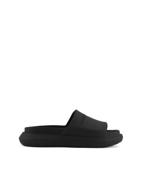 EMPORIO ARMANI logo-embossed flatform slides