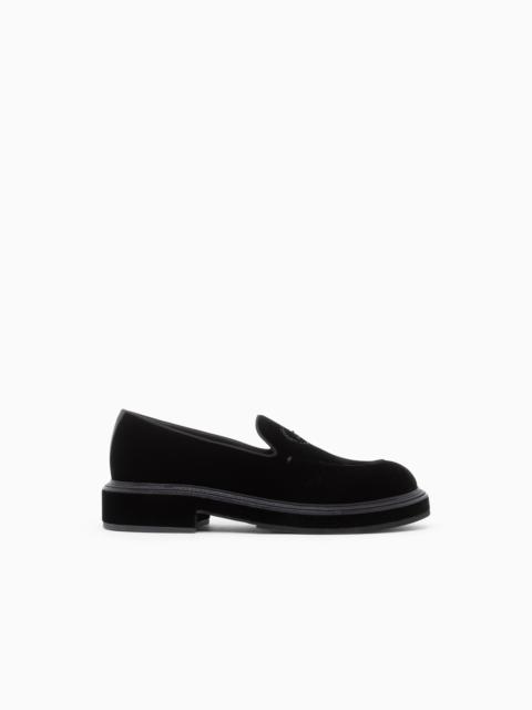 GIORGIO ARMANI SLIPPER GIORGIO'S IN VELVET AND GROSGRAIN WITH LEATHER