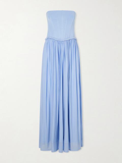 SIMKHAI Adalys Gathered Stretch-jersey Bustier Maxi Dress