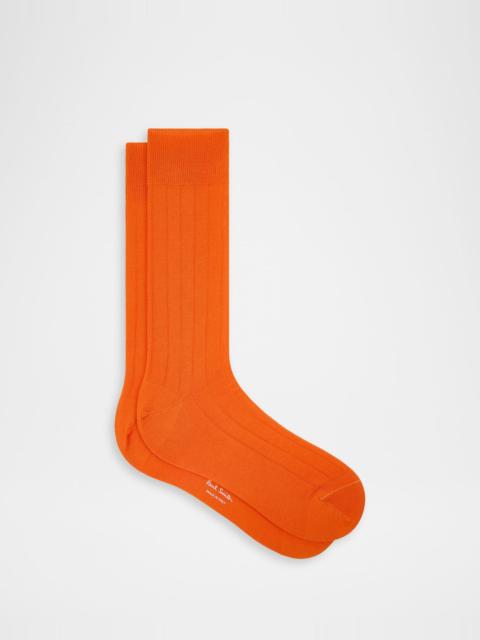 Paul Smith Men's Ribbed Mercerized Cotton Calf-Length Socks