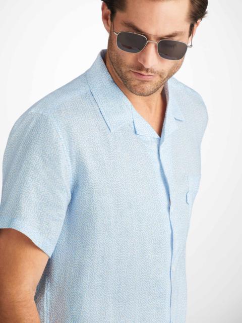Derek Rose Men's Shirt Milan 24 Linen Blue